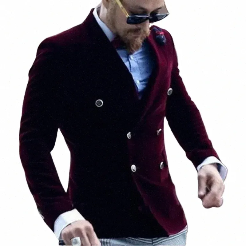 Burdy Veet Smoking Jacket pour hommes Slim Fit Double boutonnage Costume décontracté Blazer 1 pcs Fi manteau de marié 2024 X2tW #
