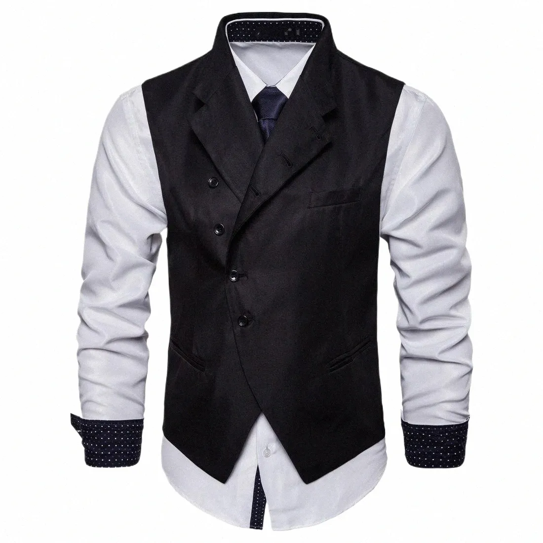 Personalizado estilo britânico masculino busin formal terno colete assimétrico suspensórios colete masculino fi novo terno colarinho colete F8S7 #