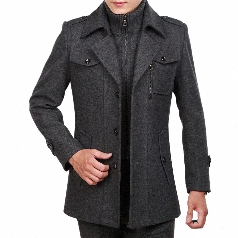 Outono inverno homens casaco de lã novo espessamento casaco quente design de alta qualidade casaco de lã masculino fi casual roupas y67a #