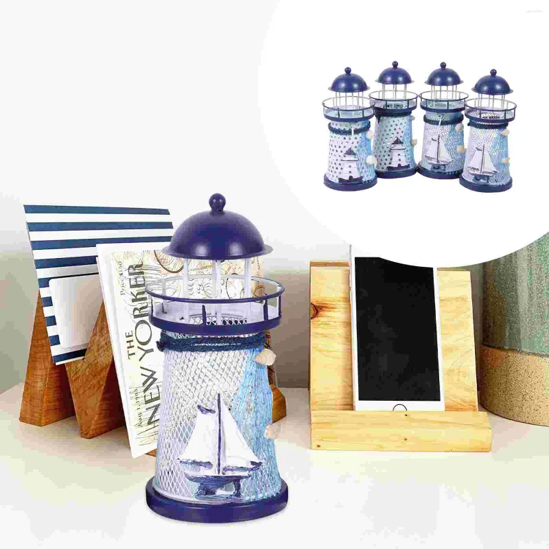Posiadacze świec Conch Ocean Lighthouse stoi śródziemnomorskie świeczniki Tealights Delikatne
