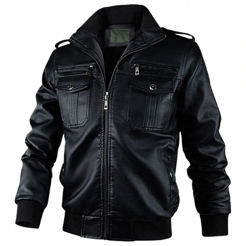 FI Motorrad Kunstlederjacke Männer Windschutz Lederjacken für Männer Herbst Winter PU Ledermantel Mann Oberbekleidung Reißverschluss T4dt #