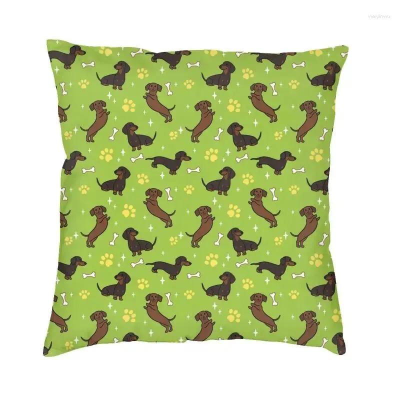 Travesseiro Verde Dachshunds Teckel Padrão Caso Home Decor Dackel Salsicha Dog Capa Lance para Carro Dupla Face Impressão