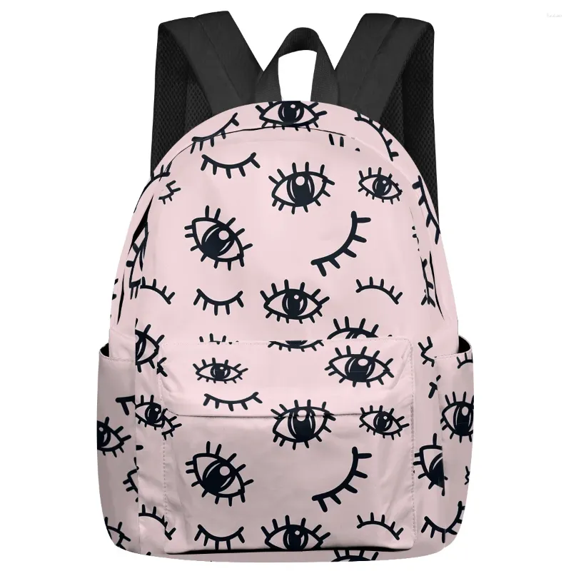 Backpack Eye Line Drawing Black Eyelashes Women Man Backpacks Waterproof School For Student Boys Girls Laptop Bags Mochilas