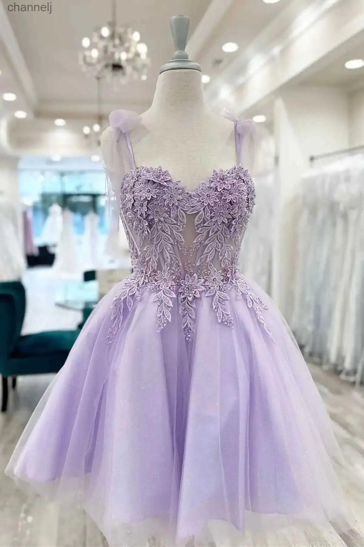 Urban Sexy Dresses Lilac Short Prom Sweetheart Lace Applique pärlstav paljett spaghetti rem bollklänning mini formell fest kväll klänningar yq240327