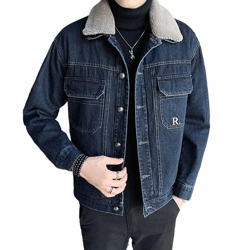 Hombres Azul Invierno Jean Chaquetas Prendas de abrigo Abrigos de mezclilla cálidos Nuevos Hombres Forro de lana de gran tamaño Chaquetas de mezclilla de invierno más gruesas Tamaño M-4XL o1Un #