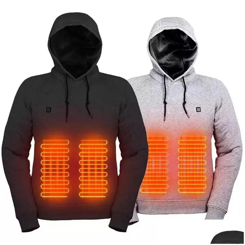 남성 후드 땀 촬영 셔츠 야외 전기 USB 난방 스웨터 남자 겨울 따뜻한 가열의 옷 충전 히트 재킷 스포츠웨어 드롭 Del OT6BM