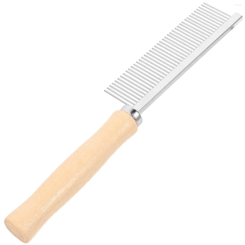 Dog Apparel Pet Cat Comb Wooden Handle Single Row Combing Smoothing Grooming Supplies Combs For Indoor Cats Portable Beauty Reusable