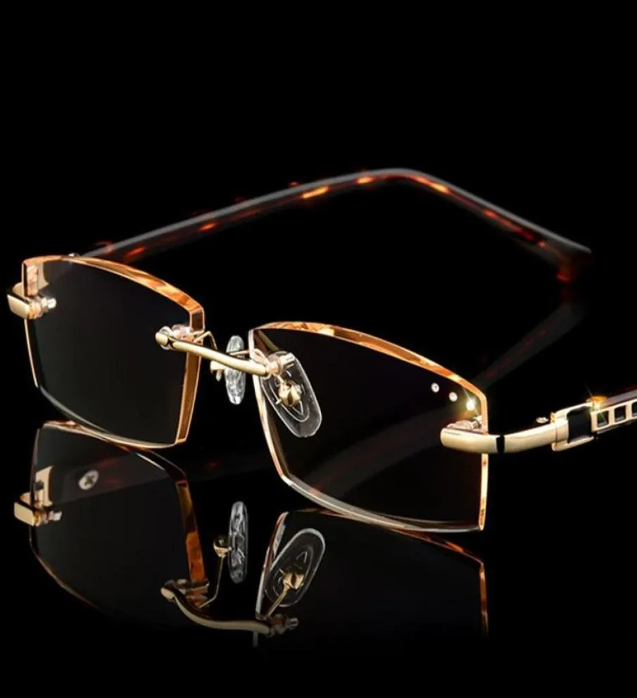 Solglasögon mode lyxdesigner Läsglasögon Rimlös diamantklippningsram Square Reader Men Women Presbyopia AntiBlue Ligh6541629