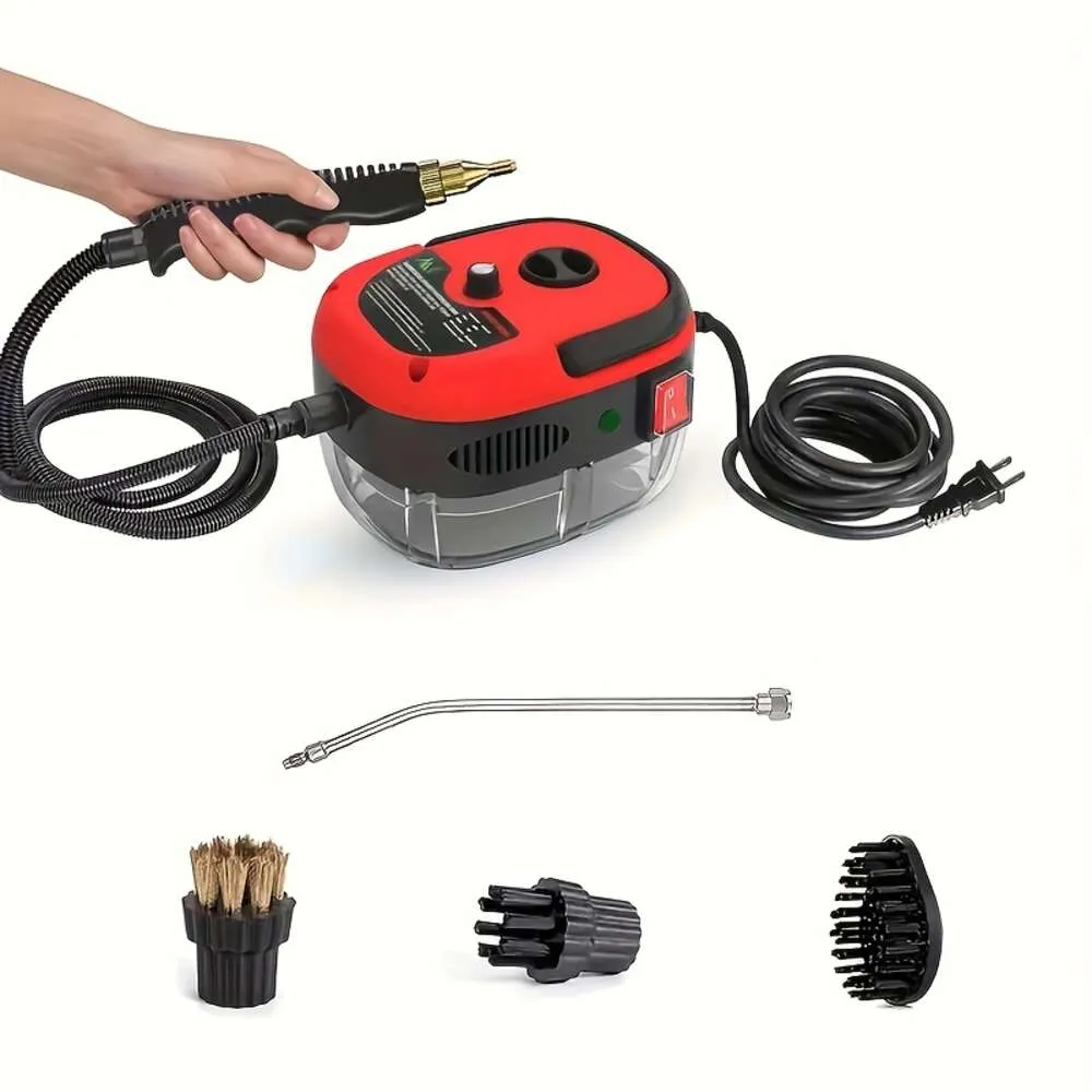 Nettoyeur à vapeur portable 2500 W, machine de nettoyage sous pression à haute température pour cuisine, meubles et salle de bain, comprend des têtes de brosse – Prise américaine