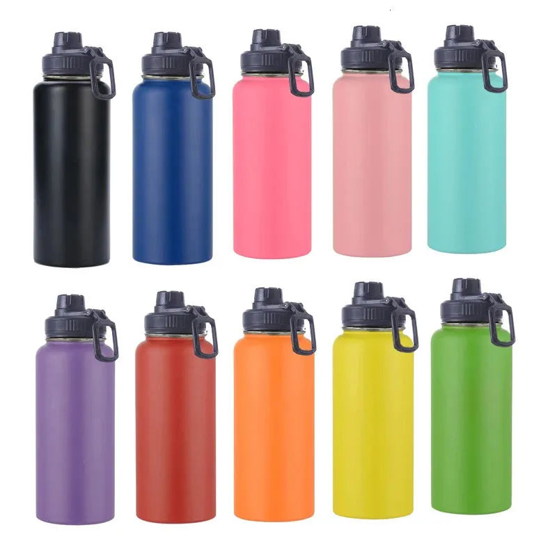 18oz 32oz 40oz doppelwandige Hydroes-Edelstahl-Wasserflasche mit Strohdeckel, vakuumisolierte Thermosflasche für Sport, 2 l 240327