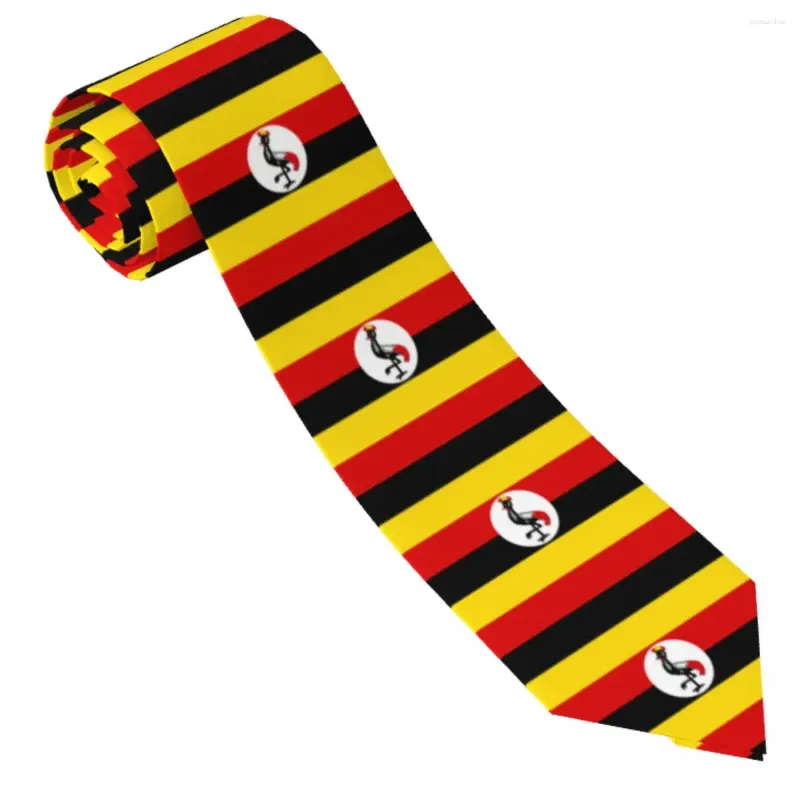 Bow Ties Uganda Flag Emblem Tie Stripes Business Neck Novelty Casual For Adult Pattern Collar Necktie Gift Idea