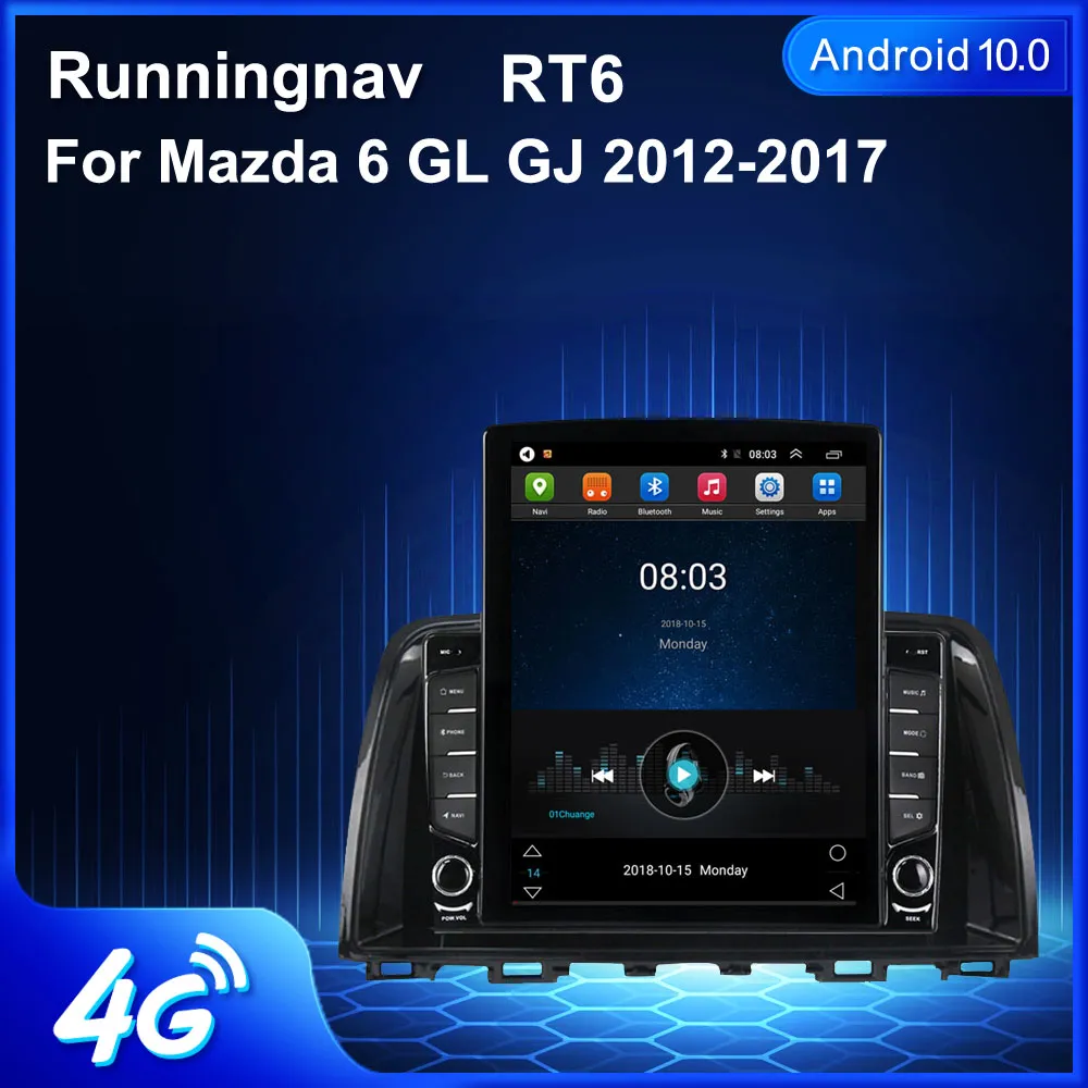 9,7 "Novo Android para Mazda 6 GL GJ 2012-2017 Tesla Tipo Carro DVD Rádio Multimídia Video Player Navegação GPS RDS Sem Dvd CarPlay Android Controle automático de volante