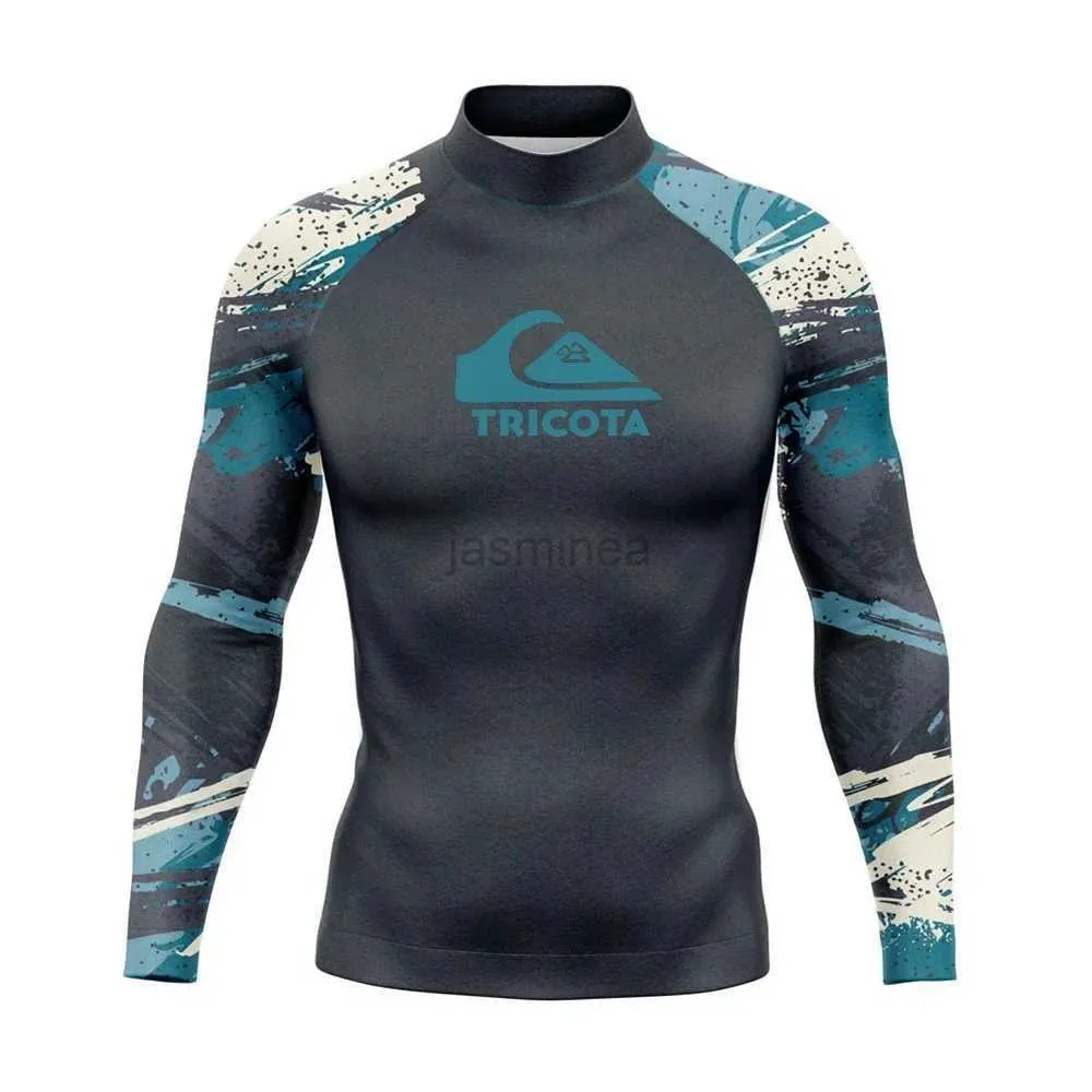 Men's Swimwear Mens Surfing Clothes Swimming Diving T-Shirts Tight Long Sleeve Rash Guard Swimwear UV Protection Beach Floatsuit Tops 24327