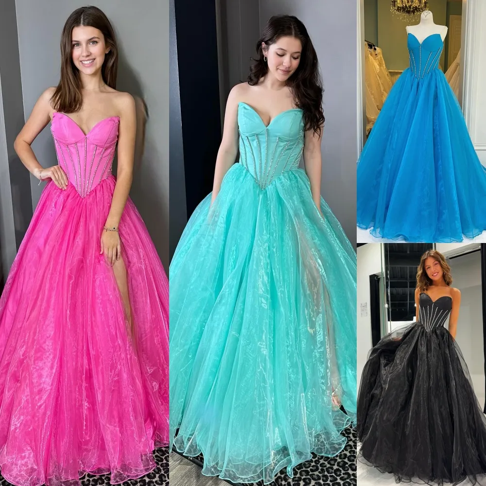 Corset Ballgown Prom Dress Sweetheart Crystals Lady Pageant Prom Spring Winter Evening Hoco Gala Cocktail Red Carpet Gown Special Endan Sweet 15/16 Bright Pink