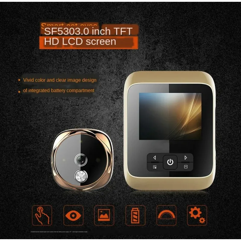 3.0 polegada TFT HD Display LCD Visor de porta digital inteligente Campainha de vídeo sem fio Porta à prova de roubo com campainha visual inteligente