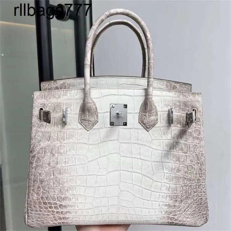 Luxurys Véritable sac à main en cuir Bk Crocodile du Nil Himalayan Crocodile portable de luxe pour les femmes