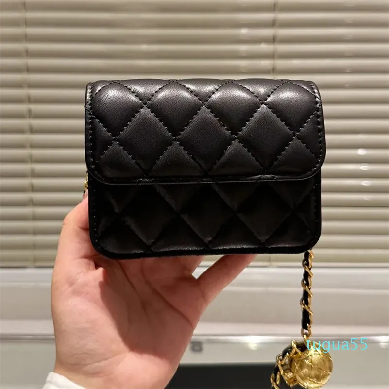 Altın top mini flep crossbody çantalar kapitone ayarlanabilir omuz kayışı çanta tasarımcısı deri numarası kadınlar çoklu pochette çanta