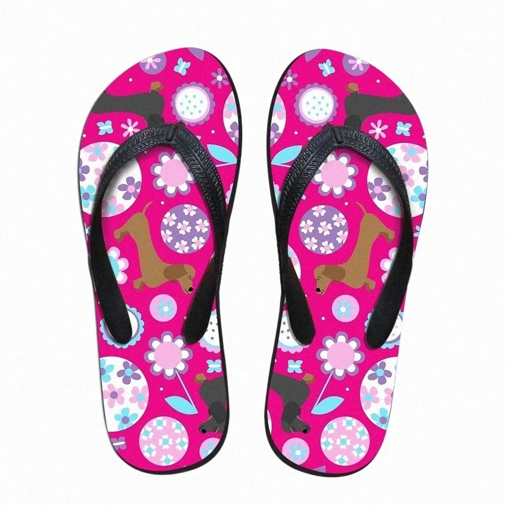 Slipare anpassade Dachshund Garden Party Brand Designer Casual Womens Home Slippers Flat Slipper Summer Flip Flops For Ladies Sandals G6AS#
