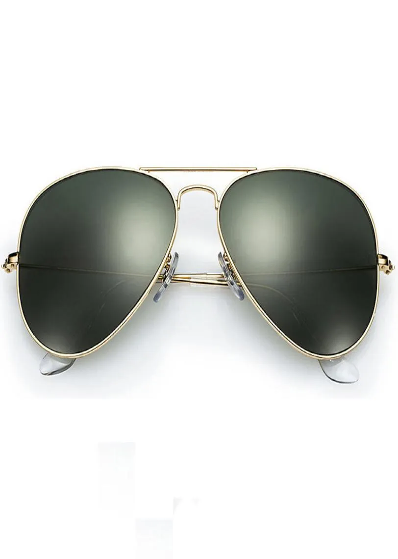 Klasyczne designerskie okulary przeciwsłoneczne Najwyższej jakości lotnictwo pilotażowe okulary przeciwsłoneczne dla mężczyzn kobiety ze skórzaną szmatką 7878529