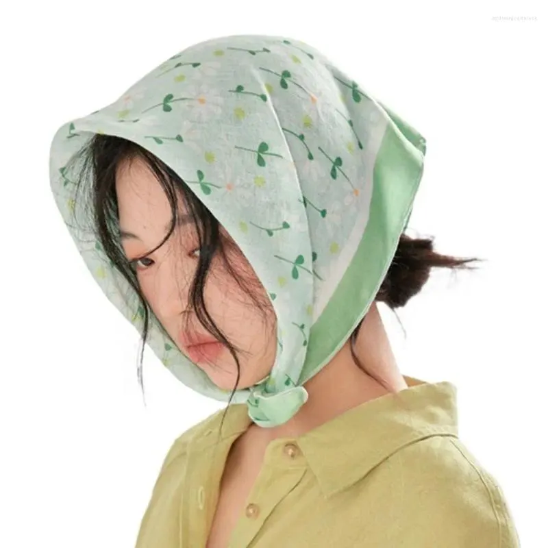 Lenços protetor solar pescoço gravata headscarf colocação acessórios de roupas lenço quadrado feminino impresso faixa de cabelo flor seda