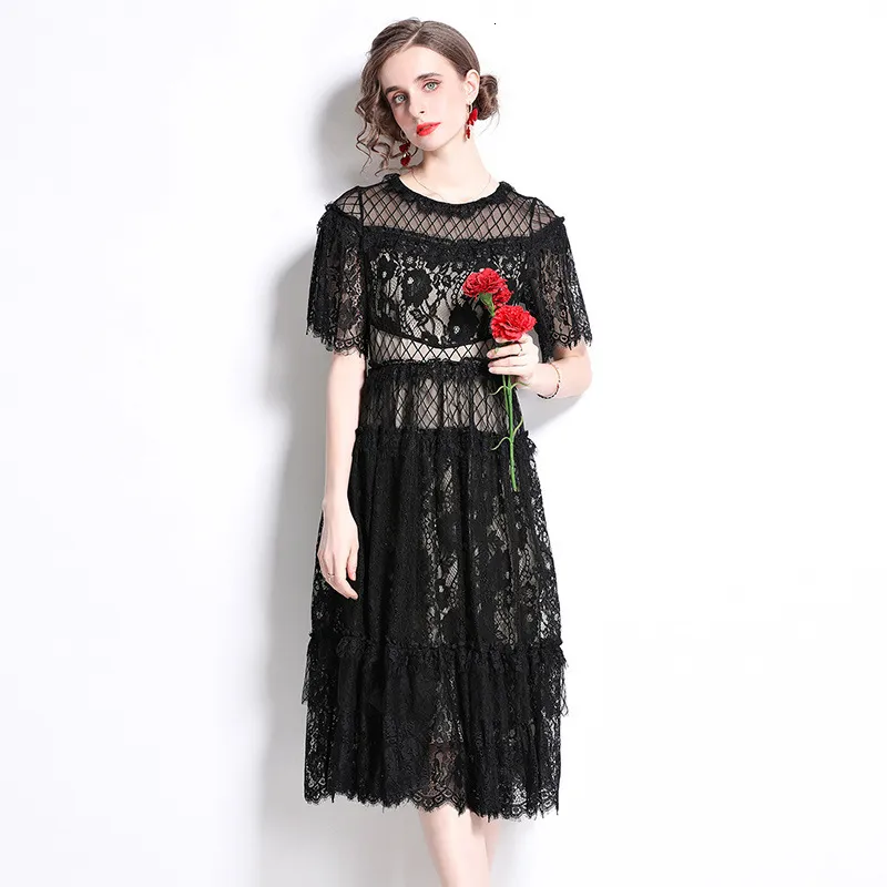 Black Lace Slim Fit Mid-Length Black Lace dress - Fashionable and Chic (210506) Black Lace Slim Fit Mid-Length Black Lace dress - Fashionable and Chic (210506)