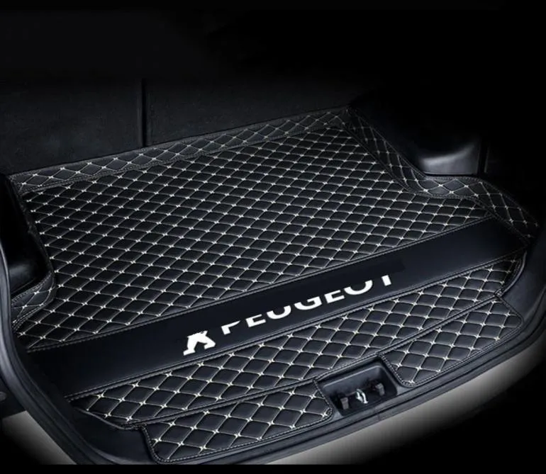 Alfombrilla de cuero para maletero de coche, alfombra protectora para compartimento de equipaje para Peugeot 4008, 308, 408, 307, 508L, 3008, 5008, accesorios interiores, 7743627