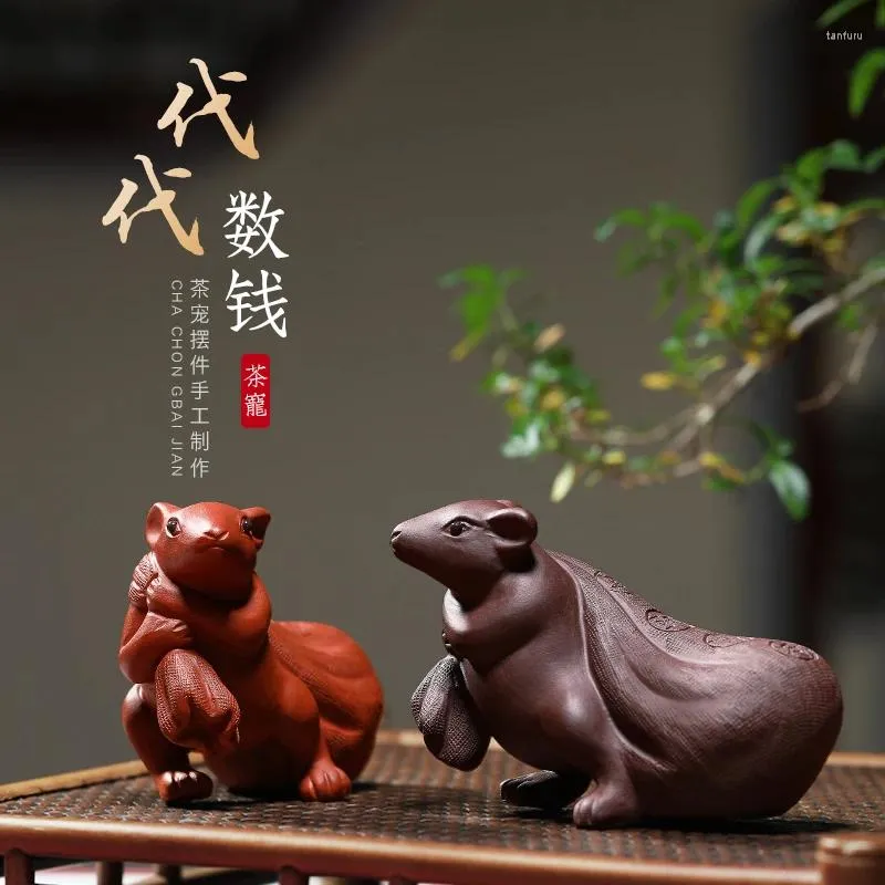 Animali domestici da tè | Yuhu Mingxiang Yixing Ornamenti da cerimonia preferiti Accessori originali fatti a mano per set di soldi con sabbia viola