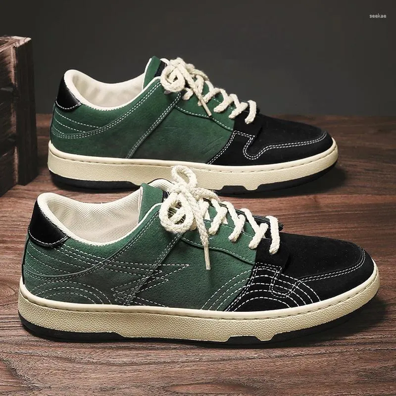 Casual Schoenen Low Cut Heren Rubberen Zool Harajuku Groene Platte Skateboard Mannen Mode Platform Sneakers Mannelijke Lopen