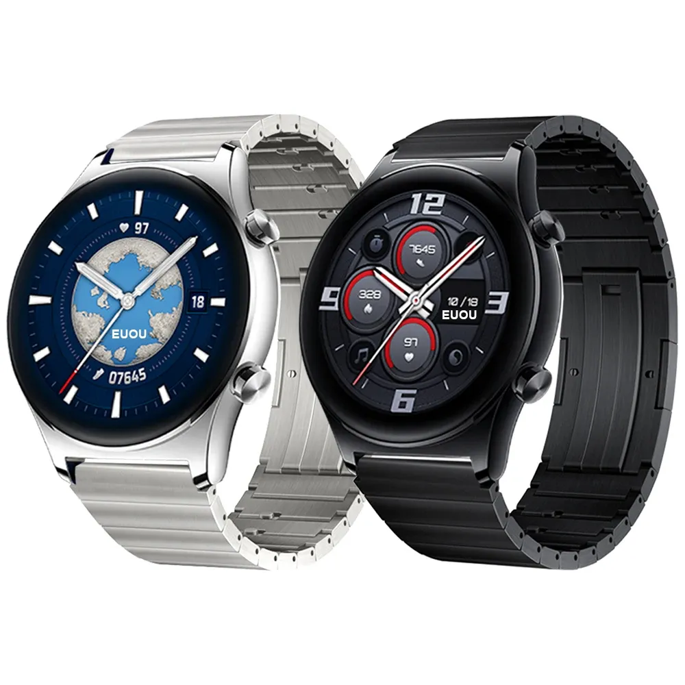 Tillbehör 22mm rem för Honor Watch GS 3 / GS Pro Watchband för Honor MagicWatch 2 46mm Titanium Metal Band Armband Quick Ta bort länk