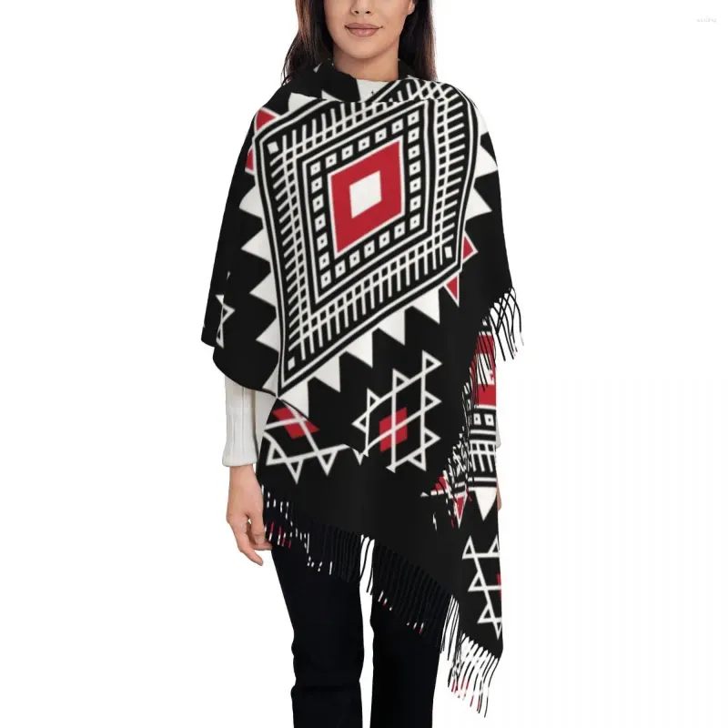 Szaliki Kabile Amazigh dywan Szalik Wrap Kobiety długa zima jesień ciepły szal Tassel Unisex Africa Geometryczne maroko