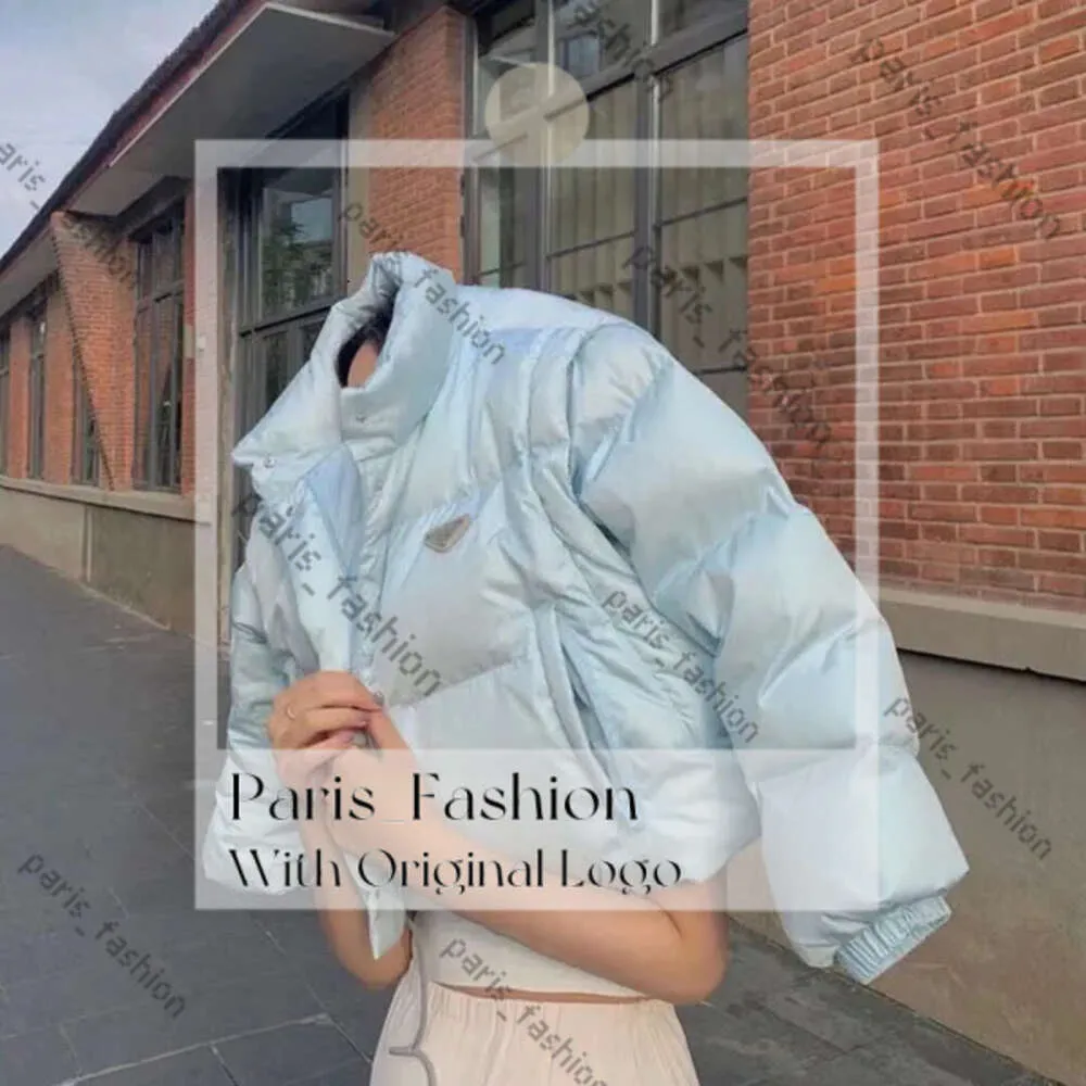 Tasarımcı Kadınlar İçin Ceket Kırpılmış Ceket Hafif Puffer Kış Yakası Parkas Moda Kısa Ceket Stili İnce Korse Dışarı Rüzgar Yasağı Cep Bayan Sıcak Katlar S-L