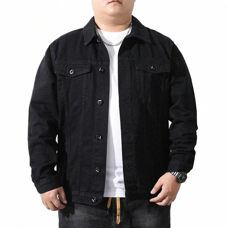 Autumn Denim Cott Jacket Men's Plus Size Loose Top 6xl 7xl 8xl Men's Black Jacket Men Oversize Men Clothing G3RU#