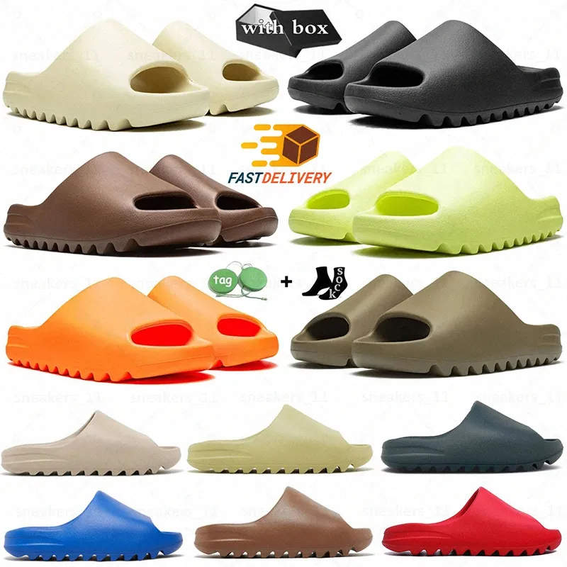 Sandalias de diseñador Diapositivas Zapatillas Hombres Mujer Onyx Puro Ocre Hueso Resina Zuecos Desierto Arena Runr Slide Sliders Cómodas Playa EVA Zapatillas con tamaño de caja 36-48