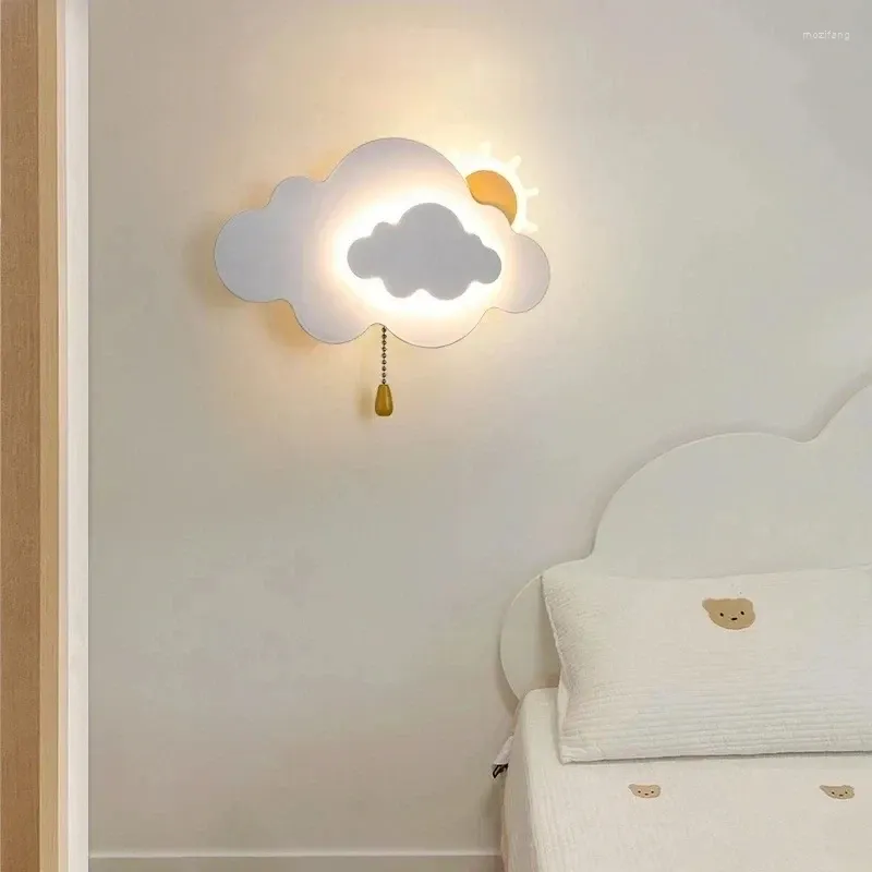 Wall Lamp Sun Cloud Night Light Minimalist Baby Room Boy Girl Decor Bedside Lights LED Modern Children's Bedroom Lamps