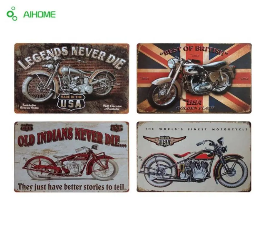 AIHOME motos Plaque métallique Vintage décor à la maison signes en étain Bar Restaurant café décor métal signe peinture Plaque Stickers muraux 6032720