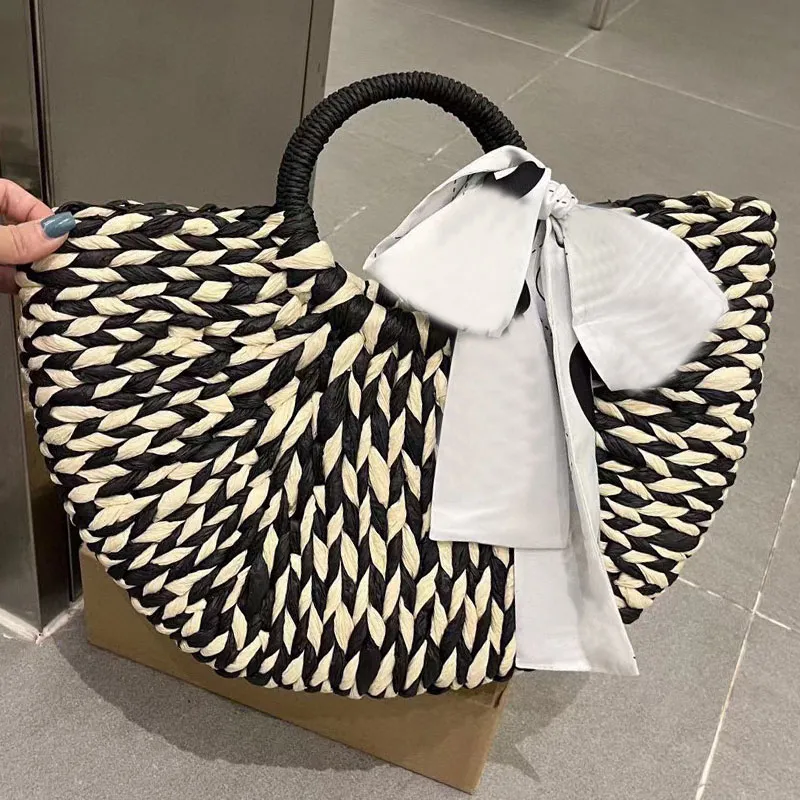 Bolsa de palha bordada bolsa de bolsa de bolsa de sacola de retalhos de tricô de férias de férias de verão sacolas de praia safra de beia de moda de moda de moda