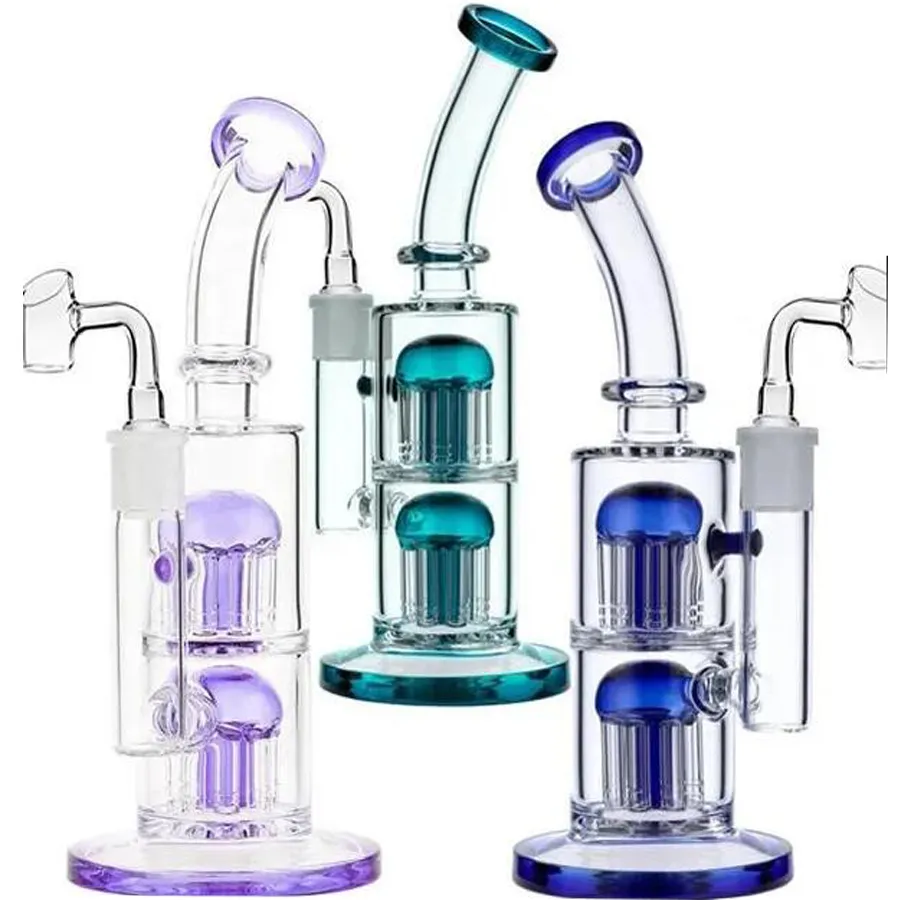 Arm Tree Perc Glass Water Bongs Hookahs Oil Rigs Recycler Dab Bong Smoke Glass Pipe com junta de 14mm