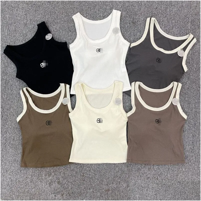 Femmes Knits Tees Designer T-shirt Femme Lowe Cropped Top Tankem Broidered Tops Y Sport sans manches Tee Yoga Gilets d'été Fitness Anagr Otjrm