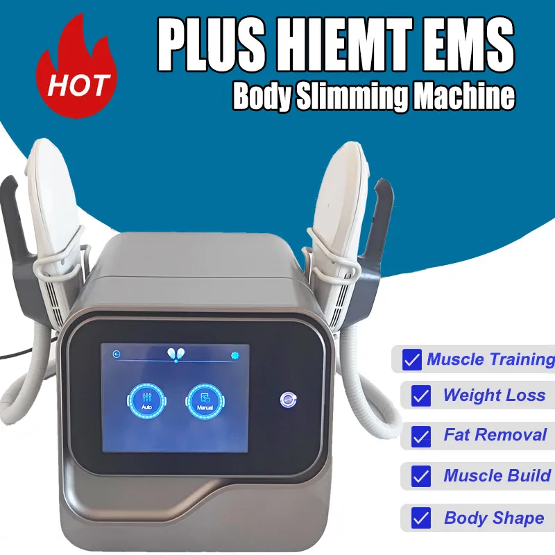 Machine EMS Fitness Stimulateur de mise en forme musculaire Réduction de graisse HIEMT Perte de poids RF Serrage de la peau Machine amincissante 2 poignées peuvent fonctionner ensemble Utilisation à domicile