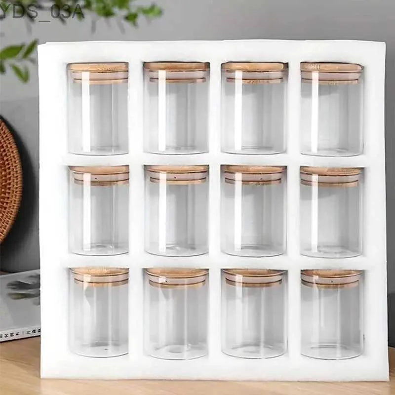 Storage Bottles Jars 12 pieces/set glass storage jars portable transparent food jars for tea coffee beans sugar candy cookies spices kitchen items 240327