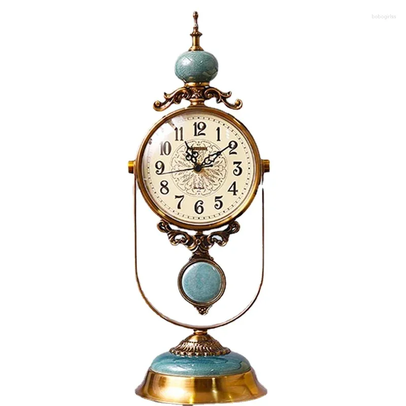 Horloges de table Salon Horloge Style européen Swing Ornement Bureau Silencieux Bureau Américain Rétro Maison