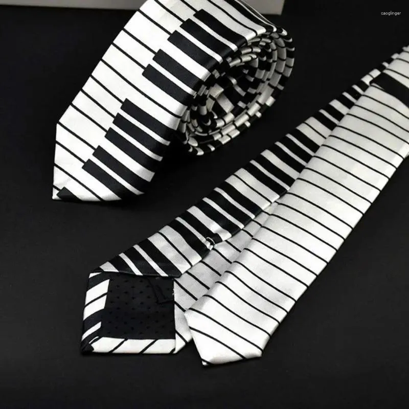 Bow Ties Polyester Fashion Classic Fancy Dress Noir blanc Skinny Tie Piano Clavier Coldie Musique