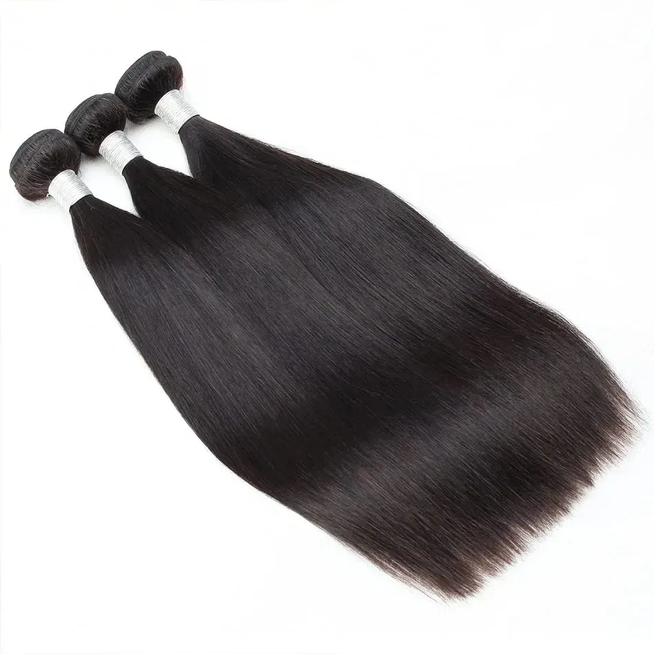 Brazilian Hair Bundles Straight Human Hair Weave Bundles Remy Hair Extension Natural Black 1/3/8-40 Inches