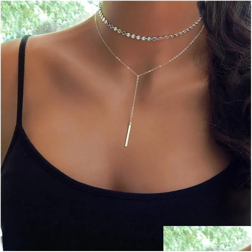 Chokers Lusion Schmuck Luxus Mti-Layer Tattoo Choker Neckalce Strip Bohemian Boho Chunky Pendnats Neckalces Zubehör Drop Lieferung Otmuj