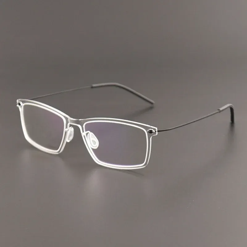 Schitterend optisch montuur voor heren, mode, beknopt, rechthoekig, anti-blueray-bril, lichtgewicht nylon, titanium, 544, geen schroef, 53-19-150, voor brillen op sterkte, volledige koffer