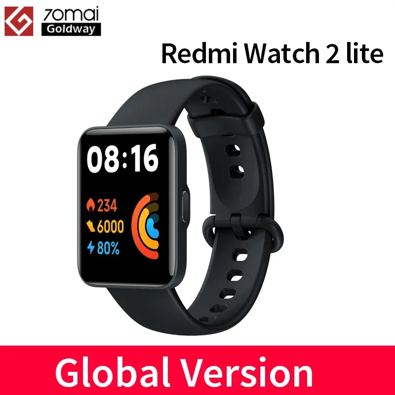 Horloges Algemene versie Xiaomi Redmi Watch 2 lite Smart Watch Bluetooth 5.0 Mi Band 1.55 "HD GPS Smartwatch Bloedzuurstof Sportarmband