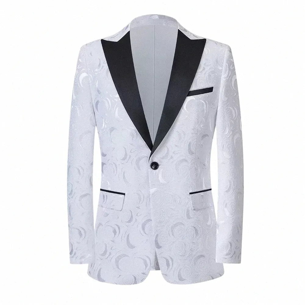 Abito formale per uomo Abiti da sposa Busin Prom Abiti da uomo Ornato multicolore monopetto manica Lg Blazer Homme y4X4 #