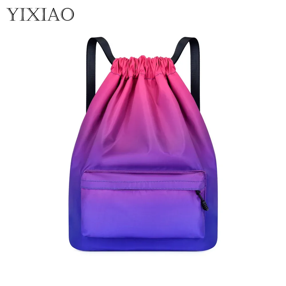 Väskor yixiao gradient basketlagring ryggsäck vattentäta kvinnor utomhus fotboll träning dragknackning ryggsäck sport casual väskor