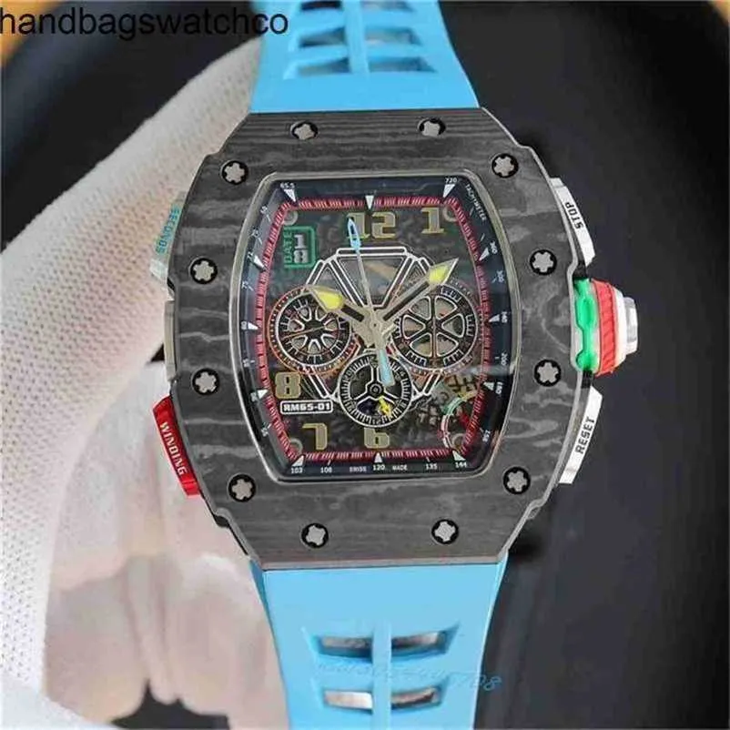 RichasMiers Watch Ys Top Clone Factory Watch Carbon Fiber Automatic Dial Rubber strap RM65-01 imported strap Anti-scratch mirror glass fully 49X41mmX15mmE97F4R6J