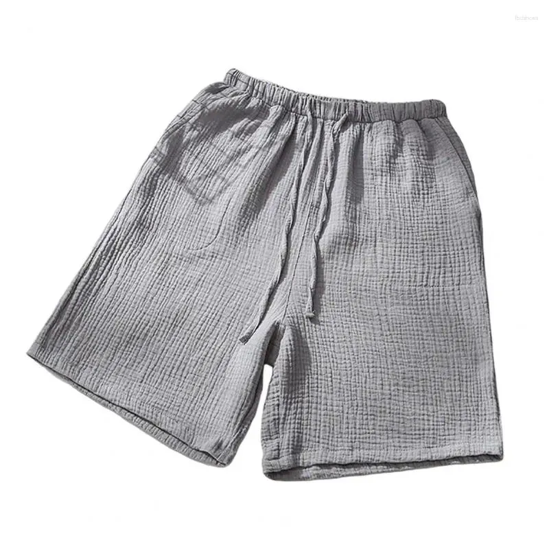 Shorts masculinos respiráveis pijamas com cordão verão solto casual masculino pijama curto homewear